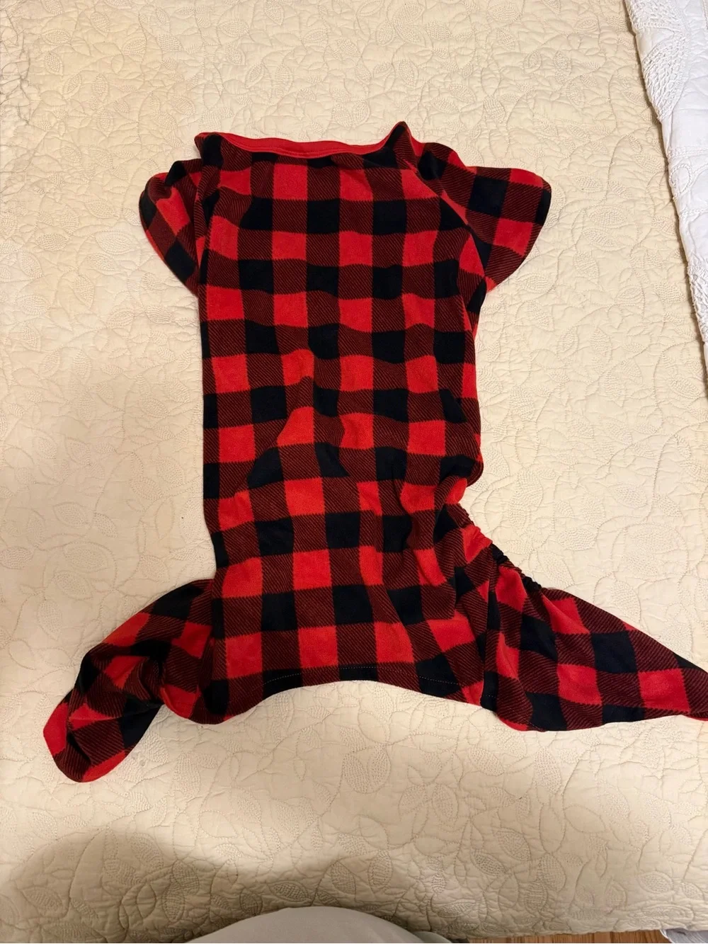 Dog Pajamas One-Piece XL Red & Black Plaid Warm Polyester Spandex